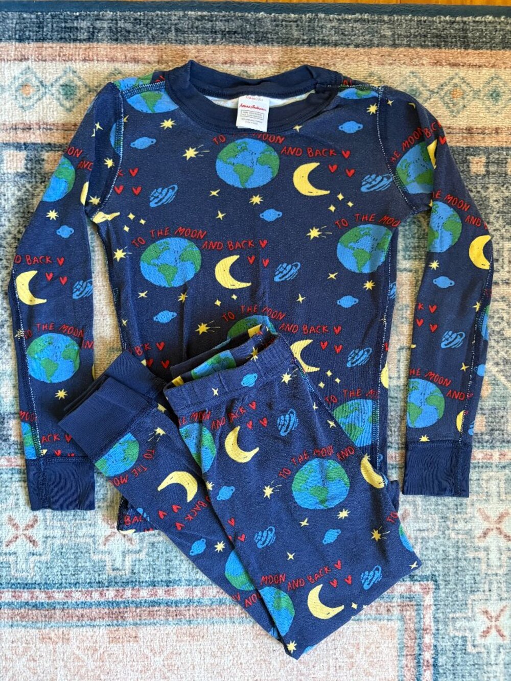 Hanna Andersson To the Moon and Back Pajamas Size 5 110 Organic Cotton